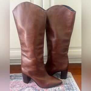 EUC SCHUTZ Maryana Brown Leather Block Heel Boots - Size 10